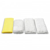 К-т микрофибърни кърпи за кухня: 2 x кърпи за под, 1 x почистваща кърпа за повърхности от неръждаема стомана,1 x мек калъф за ръчна дюза
 (само за подова дюза "Classic" и"Comfort")